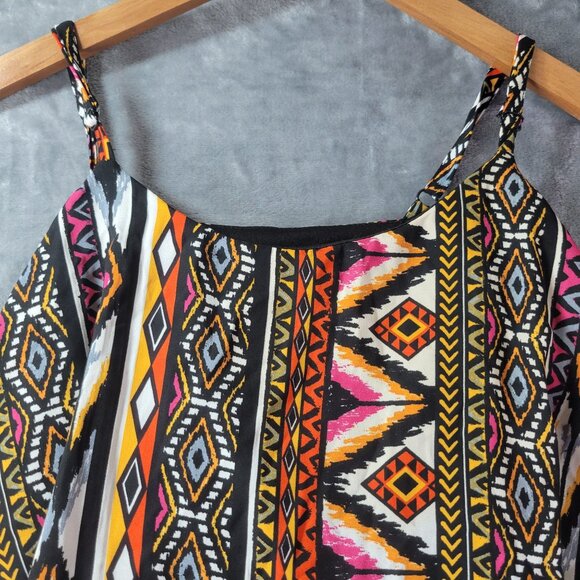 Rue21 Juniors Cold Shoulder Aztec‎ Print Dress M Multicolor Boho Festival Summer - Picture 6 of 8